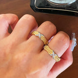 Two-Tone Triple-Row Crossover Textured Ring