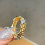 Two-Tone Triple-Row Crossover Textured Ring