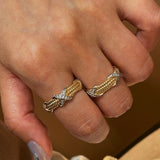 Two-Tone Triple-Row Crossover Textured Ring