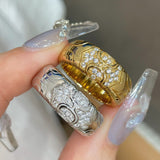 Heavyweight Geometric Mosaic Pavé Band Ring