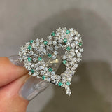 Paraiba-Colour Gradient Sparkling Heart Statement Ring