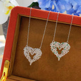 Paraiba-Colour Gradient Sparkling Heart Pendant Necklace