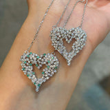 Paraiba-Colour Gradient Sparkling Heart Pendant Necklace