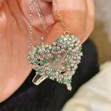 Paraiba-Colour Gradient Sparkling Heart Pendant Necklace