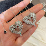 Paraiba-Colour Gradient Sparkling Heart Pendant Necklace
