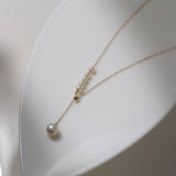 Y-chain Pearl Pendant Necklace - floysun