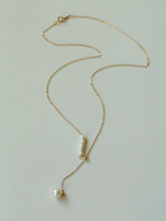 Y - chain Pearl Pendant Necklace - floysun