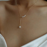 Y-chain Pearl Pendant Necklace - floysun