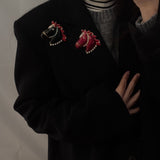 Year of the Horse Enamel Brooch | Pearl - Accented Noble Crest Pin - floysun