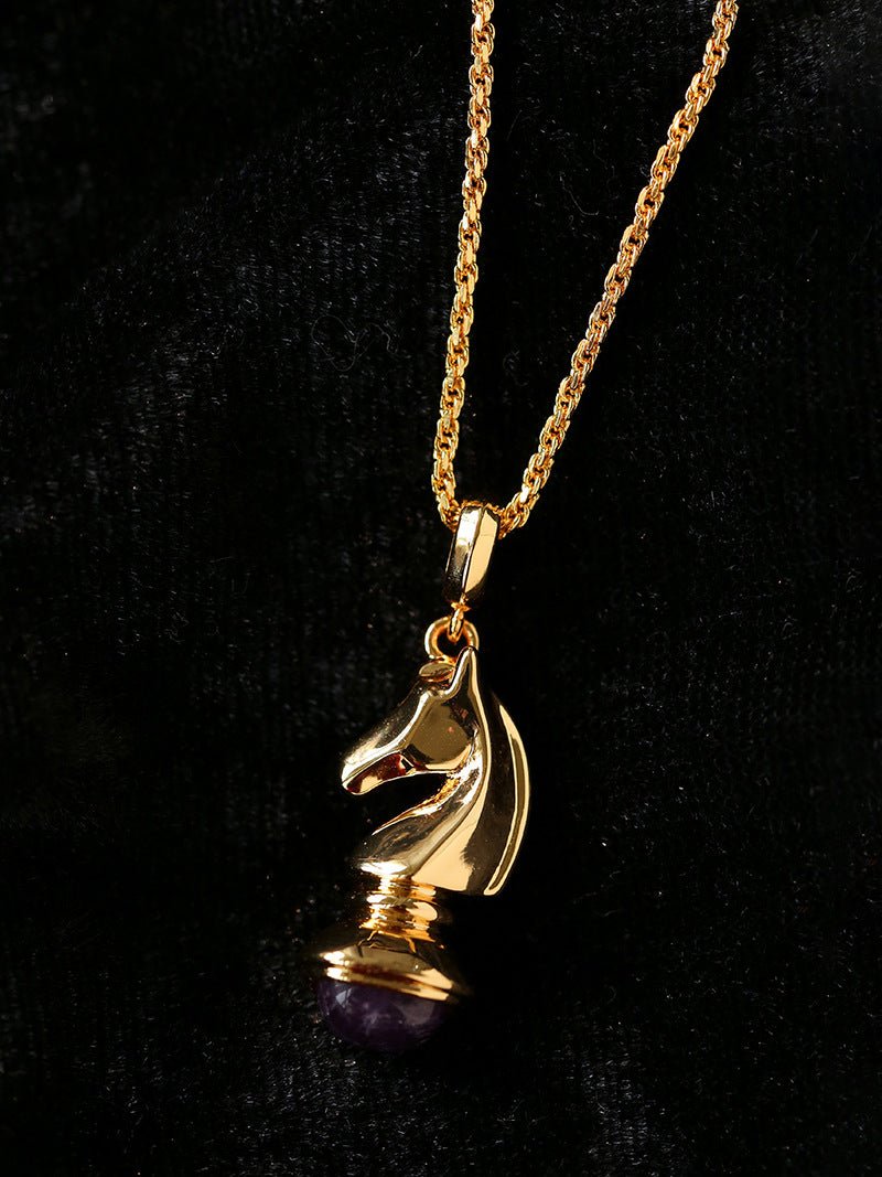 Year of the Horse Knight Pendant Necklace - floysun