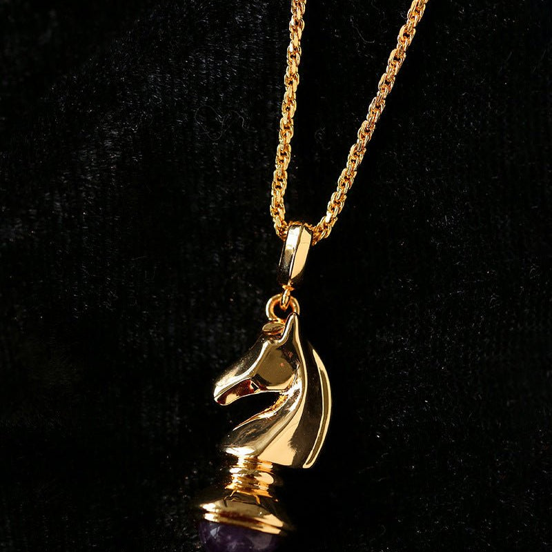Year of the Horse Knight Pendant Necklace - floysun