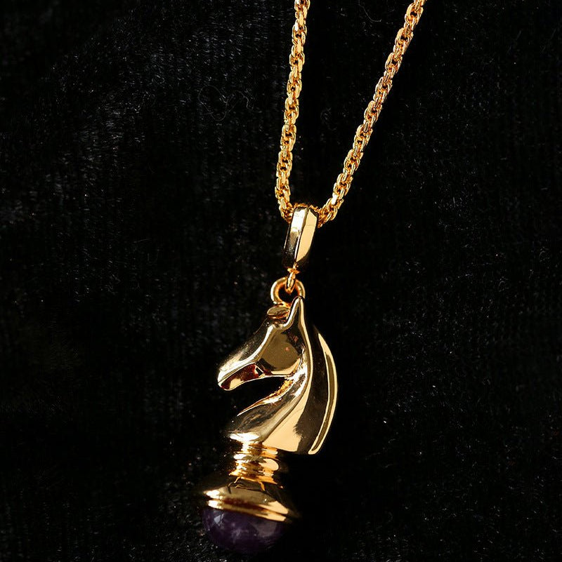 Year of the Horse Knight Pendant Necklace - floysun