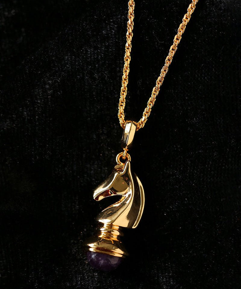 Year of the Horse Knight Pendant Necklace - floysun