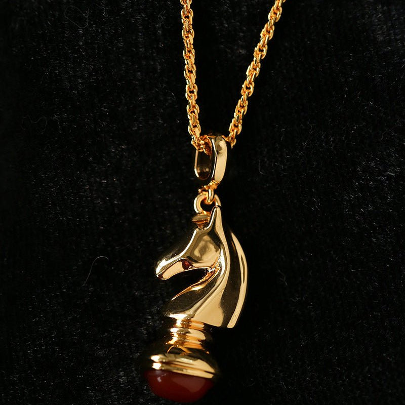 Year of the Horse Knight Pendant Necklace - floysun