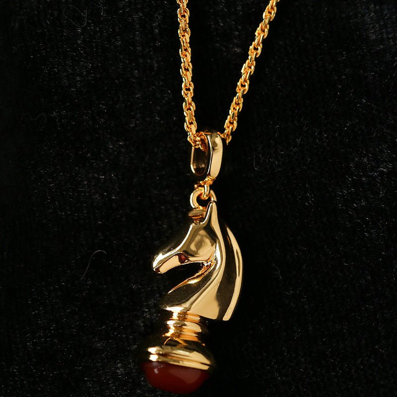Year of the Horse Knight Pendant Necklace - floysun