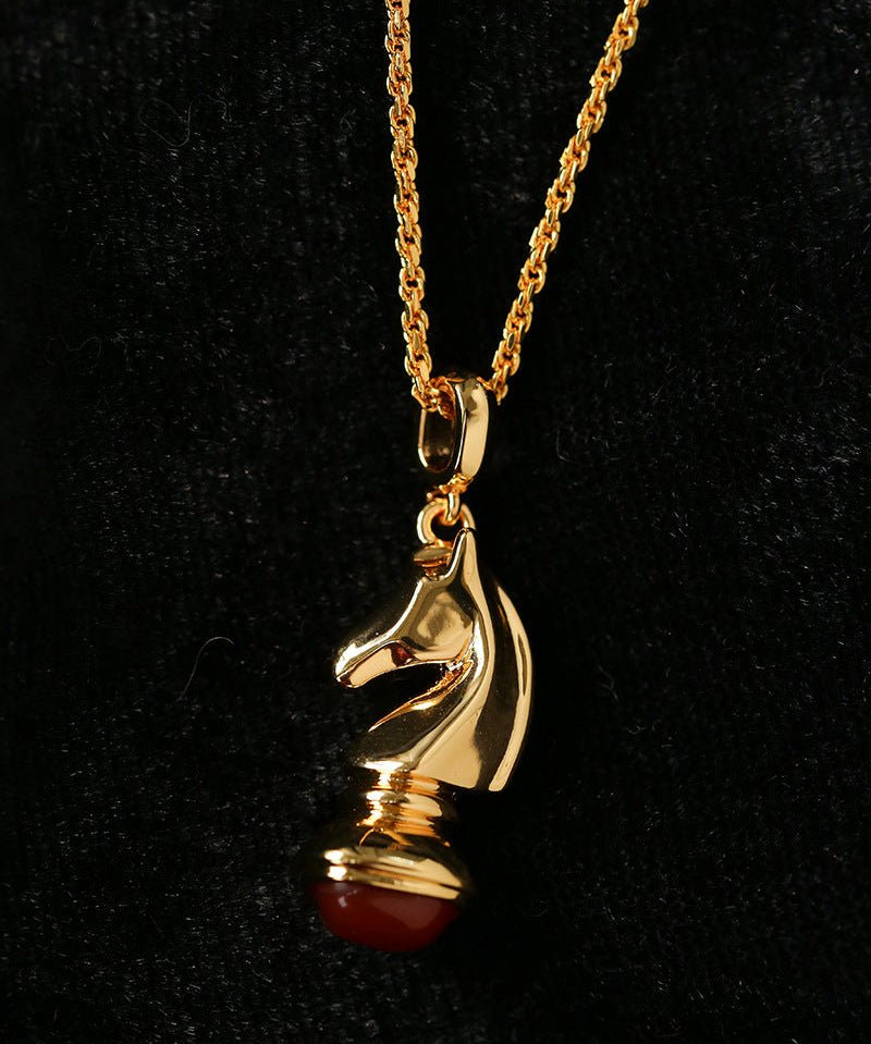 Year of the Horse Knight Pendant Necklace - floysun