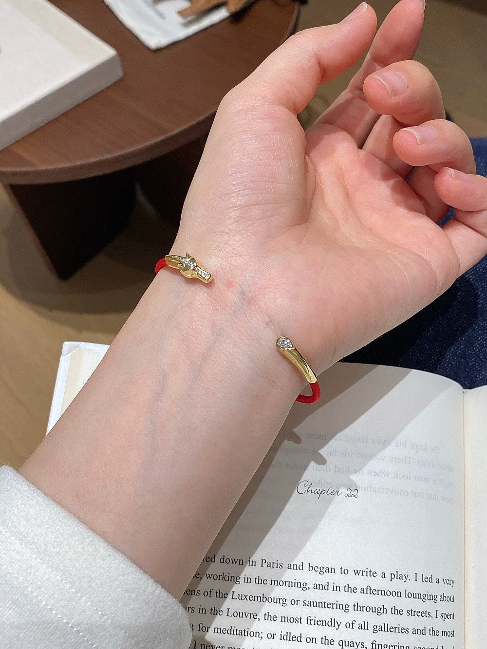 Year of the Horse Red String Open Bangle – S925 Silver Gold - Plated Lucky Bracelet - floysun
