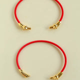 Year of the Horse Red String Open Bangle – S925 Silver Gold - Plated Lucky Bracelet - floysun