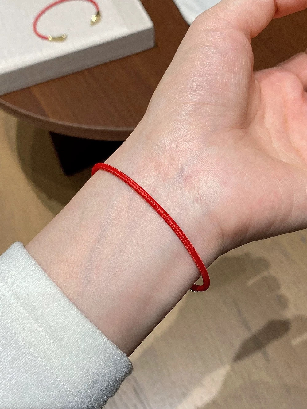 Year of the Horse Red String Open Bangle – S925 Silver Gold - Plated Lucky Bracelet - floysun