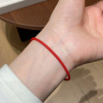 Year of the Horse Red String Open Bangle – S925 Silver Gold - Plated Lucky Bracelet - floysun