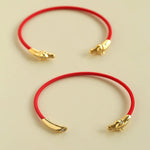 Year of the Horse Red String Open Bangle – S925 Silver Gold - Plated Lucky Bracelet - floysun