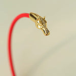 Year of the Horse Red String Open Bangle – S925 Silver Gold - Plated Lucky Bracelet - floysun