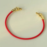 Year of the Horse Red String Open Bangle – S925 Silver Gold - Plated Lucky Bracelet - floysun