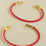 Year of the Horse Red String Open Bangle – S925 Silver Gold - Plated Lucky Bracelet - floysun