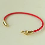 Year of the Horse Red String Open Bangle – S925 Silver Gold - Plated Lucky Bracelet - floysun