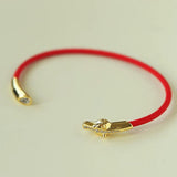 Year of the Horse Red String Open Bangle – S925 Silver Gold - Plated Lucky Bracelet - floysun