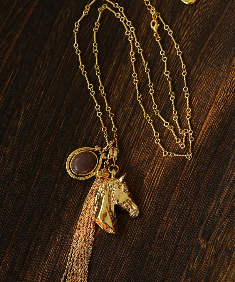 Year of the Horse Talisman Horse Head Tassel Necklace - floysun