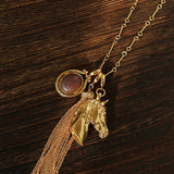 Year of the Horse Talisman Horse Head Tassel Necklace - floysun