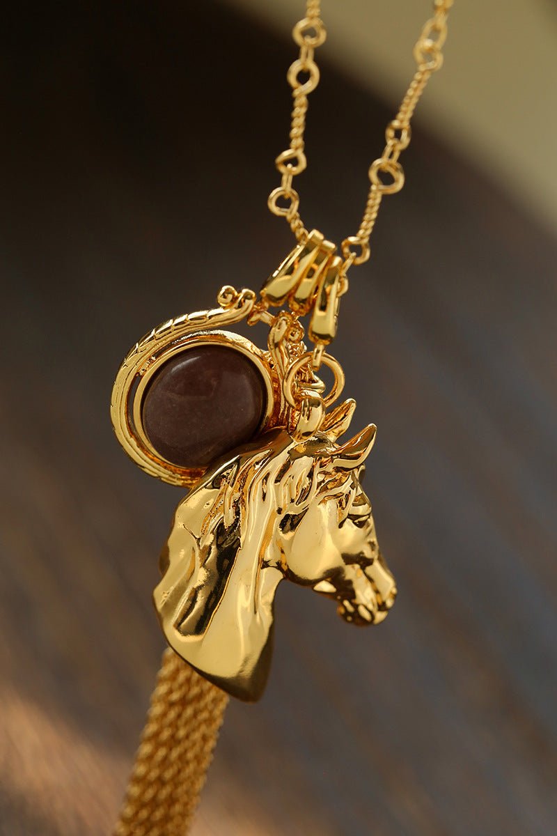Year of the Horse Talisman Horse Head Tassel Necklace - floysun