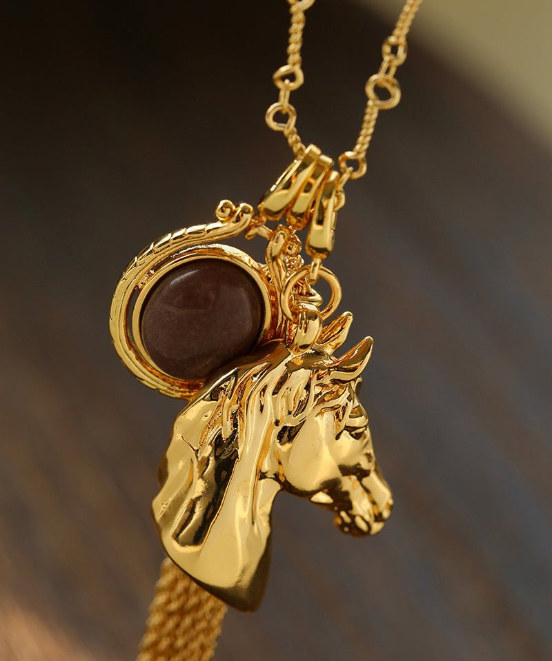 Year of the Horse Talisman Horse Head Tassel Necklace - floysun