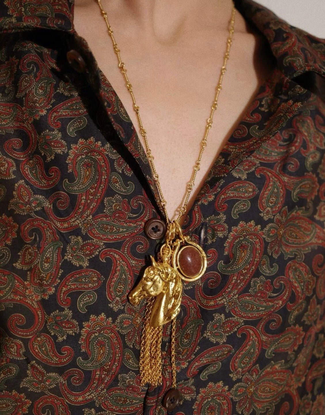 Year of the Horse Talisman Horse Head Tassel Necklace - floysun