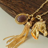 Year of the Horse Talisman Horse Head Tassel Necklace - floysun
