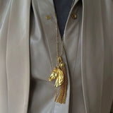Year of the Horse Talisman Horse Head Tassel Necklace - floysun