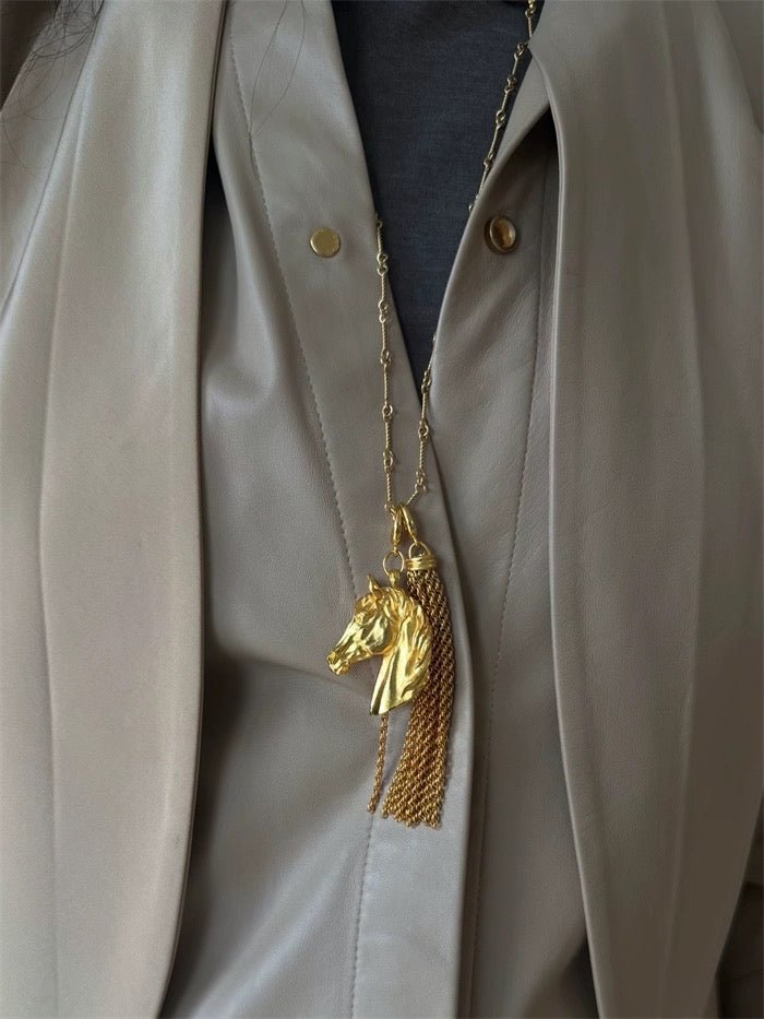 Year of the Horse Talisman Horse Head Tassel Necklace - floysun
