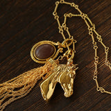 Year of the Horse Talisman Horse Head Tassel Necklace - floysun