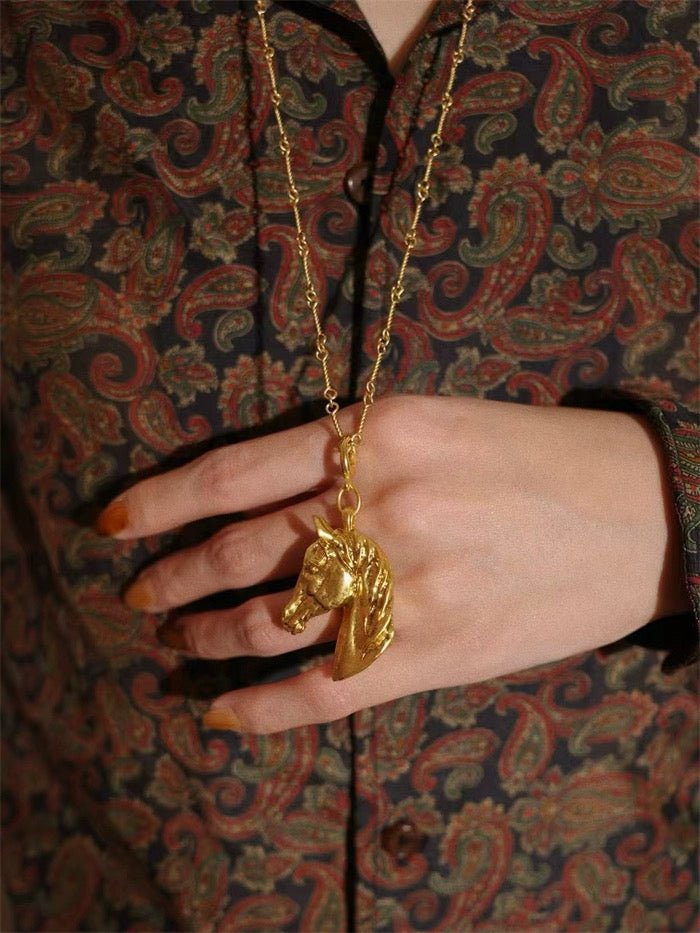 Year of the Horse Talisman Horse Head Tassel Necklace - floysun