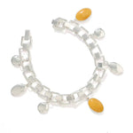Yellow Jade Geometric Link Charm Bracelet - floysun