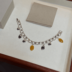 Yellow Jade Geometric Link Charm Bracelet - floysun