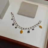 Yellow Jade Geometric Link Charm Bracelet - floysun