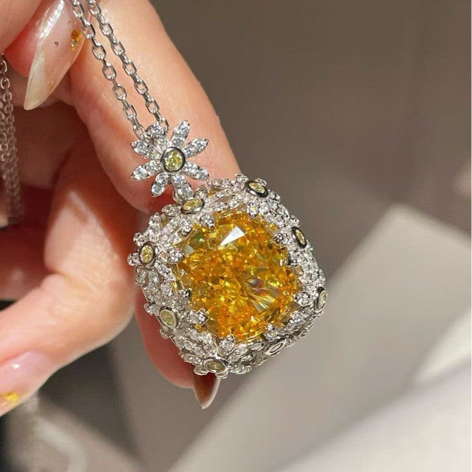 Yellow Lab - Grown Diamond Pendant Necklace - floysun