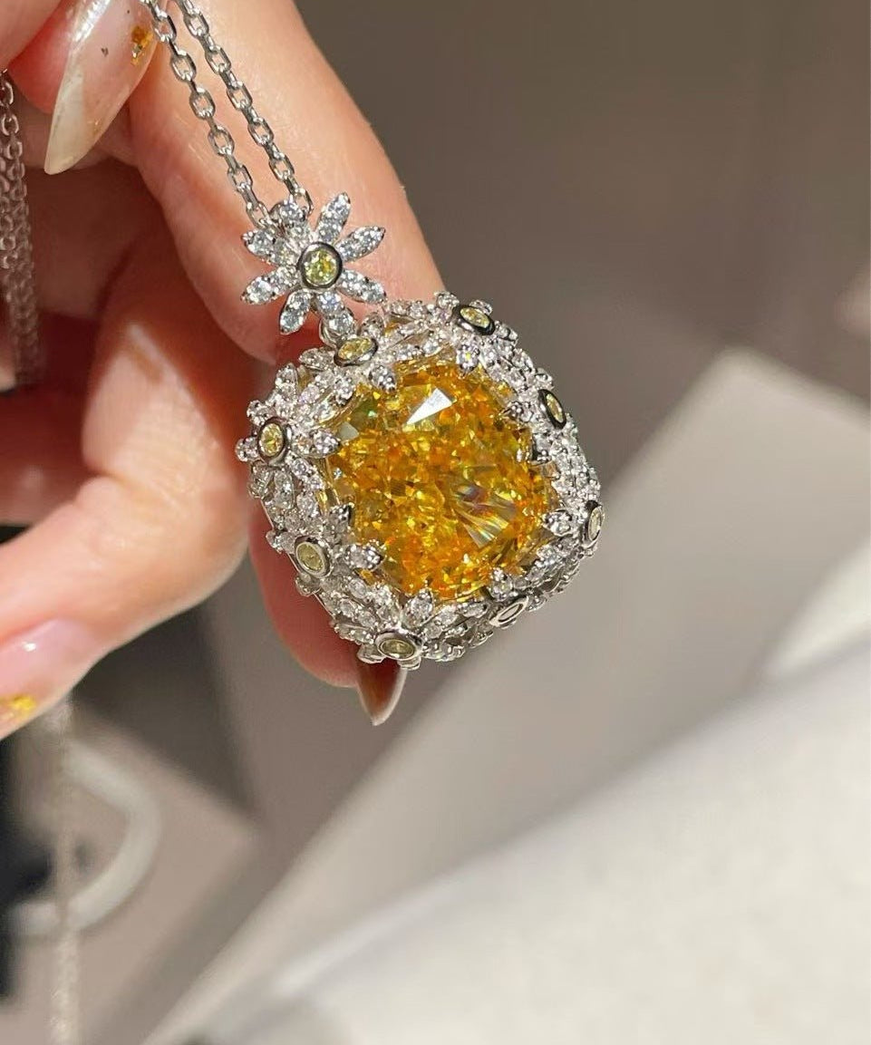 Yellow Lab - Grown Diamond Pendant Necklace - floysun