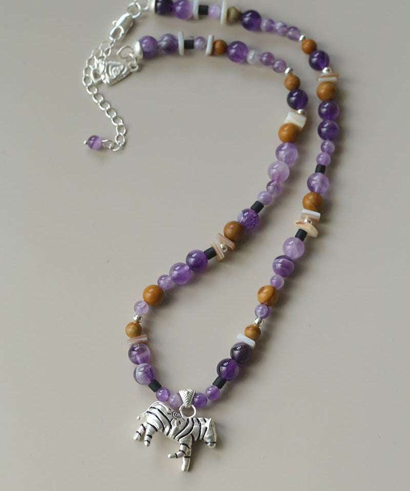 Zebra Enamel Beaded Necklace - floysun