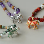 Zebra Enamel Beaded Necklace - floysun