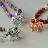 Zebra Enamel Beaded Necklace - floysun