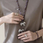 Zebra Enamel Beaded Necklace - floysun