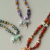 Zebra Enamel Beaded Necklace - floysun